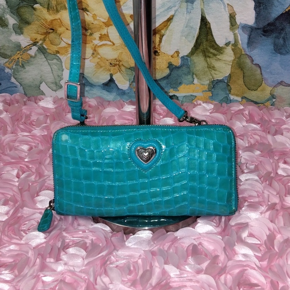 Brighton Bellissimo Teal Card Case Wallet / Cross Body